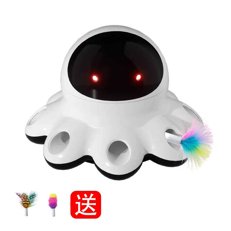 Automatic Rotating Laser Cat Toy with Pop-Up Feathers