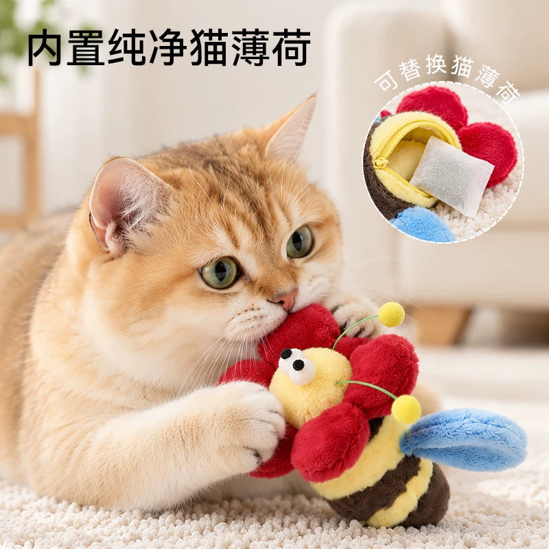 Electric Flapping Bee Cat Toy with Sound and Catnip